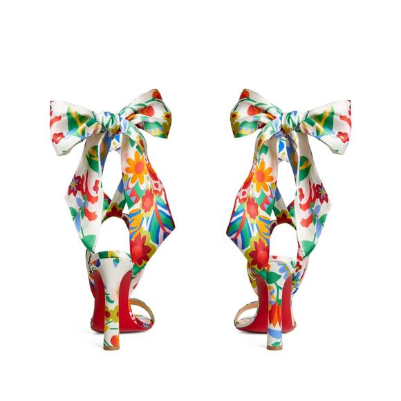 Christian Louboutin Crosse Du Desert 100 Bloomy Lace Up Tie Sandal Heel Pump 38 - Picture 10 of 12